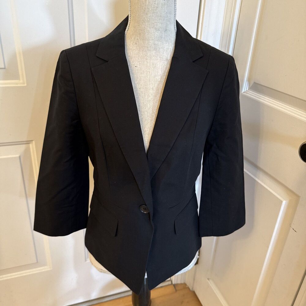BLACK BLAZER LOFT Women’s long sleeved professional Blazer Stretch Cotton Size 6